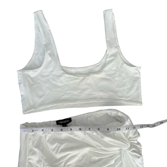 Edges of Her Crop Top and High Slit Asymmetrical Skirt Set White Size L - Picture 5 of 6